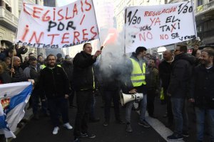 Taxi drivers protest in Madrid