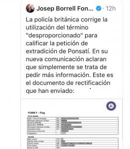 Josep Borrell's deleted tweet